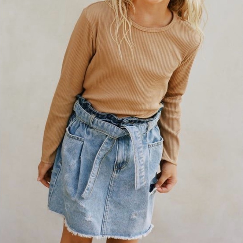 Zara patchwork paperbag denim skirt